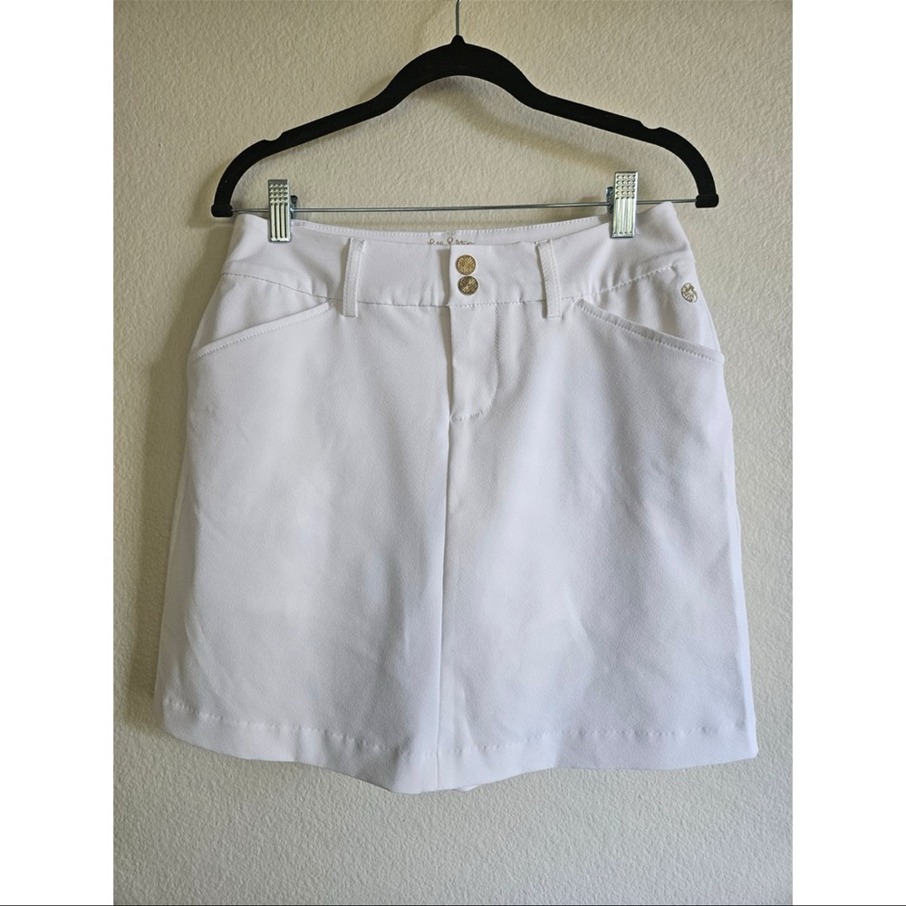 Lilly Pulitzer White Luxletic Skirt with Gold Details